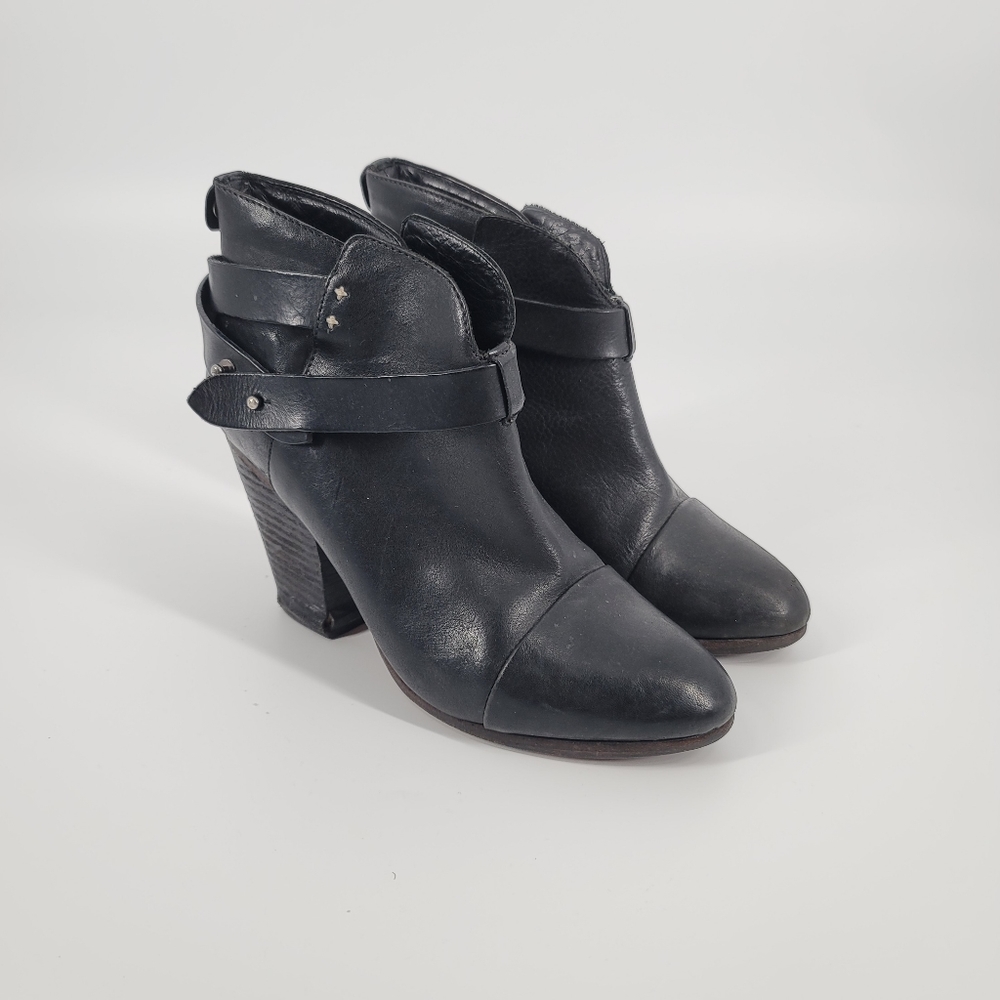 Rag & Bone Black Harrow Leather Ankle Booties Size 39.5